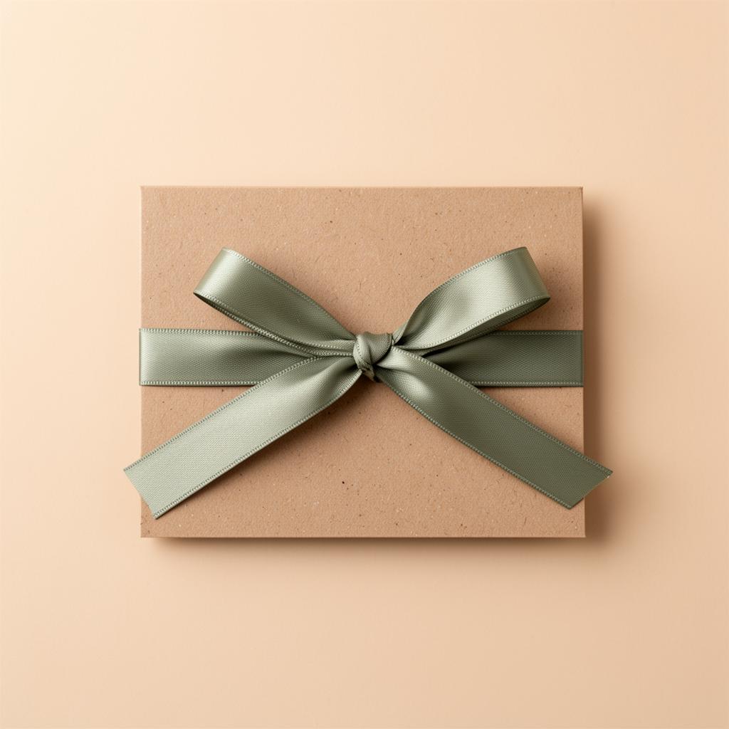 Carte cadeau avec ruban sage